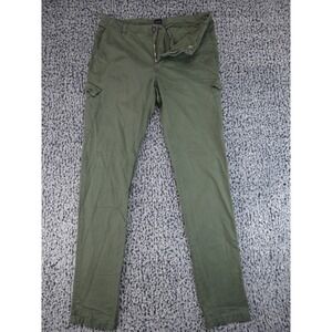Good Man Brand Cargo Pants Mens 34 Green Excellent Slim Fit Stretch Chino Cotton